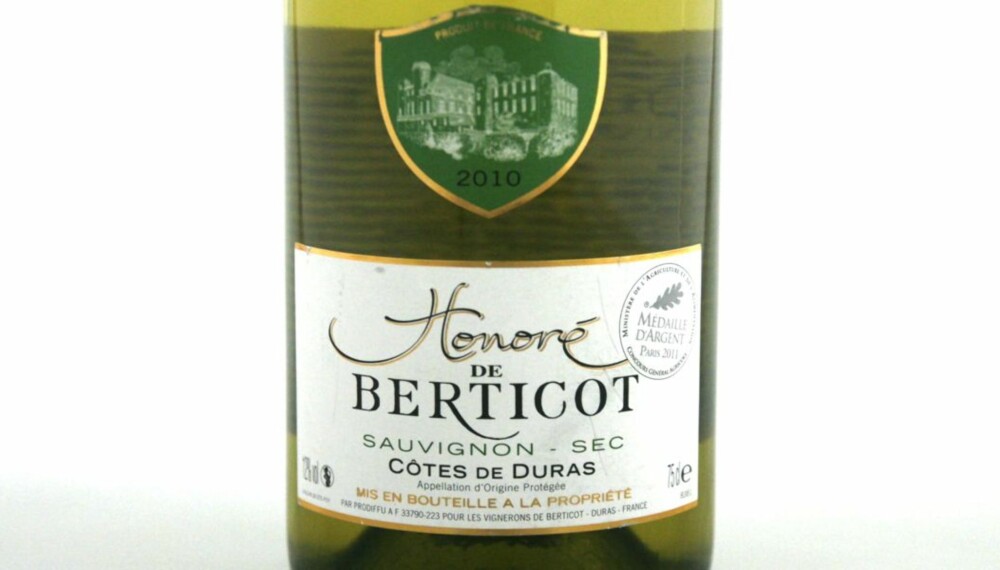 FRISK: Honoré de Berticot Sauvignon 2010 kom på tredjeplass. FRISK: Honoré de Berticot Sauvignon 2010 kom på tredjeplass.