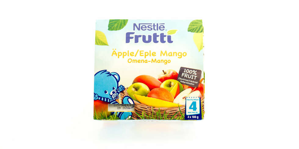 TEST AV FRUKTMOS OG SMOOTHIE: Frutti med eple, mango. TEST AV FRUKTMOS OG SMOOTHIE: Frutti med eple, mango.