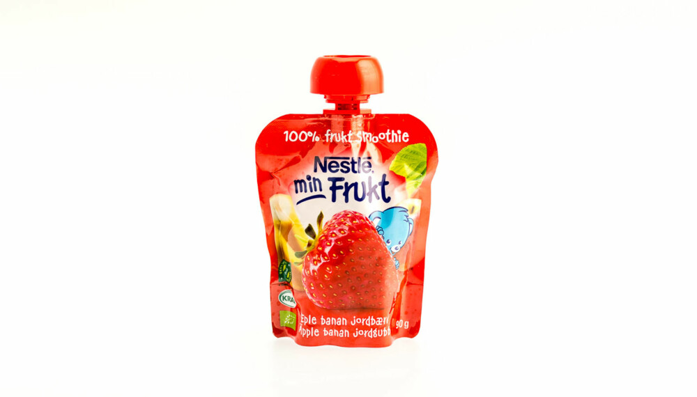 TEST AV FRUKTMOS OG SMOOTHIE: Min Frukt med Eple, banan, jordbær. TEST AV FRUKTMOS OG SMOOTHIE: Min Frukt med Eple, banan, jordbær.