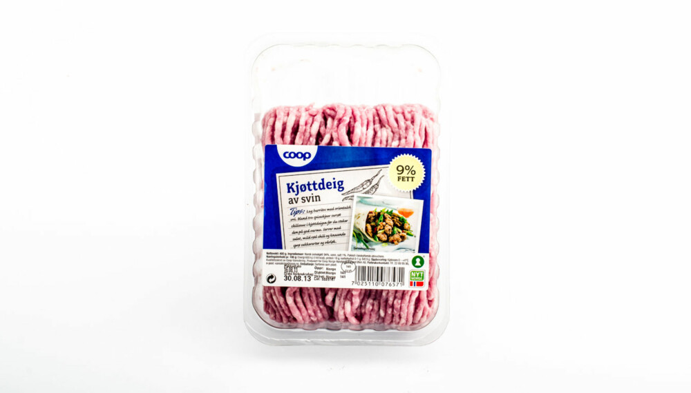 TEST AV KJØTTDEIG: Coop kjøttdeig av svin TEST AV KJØTTDEIG: Coop kjøttdeig av svin