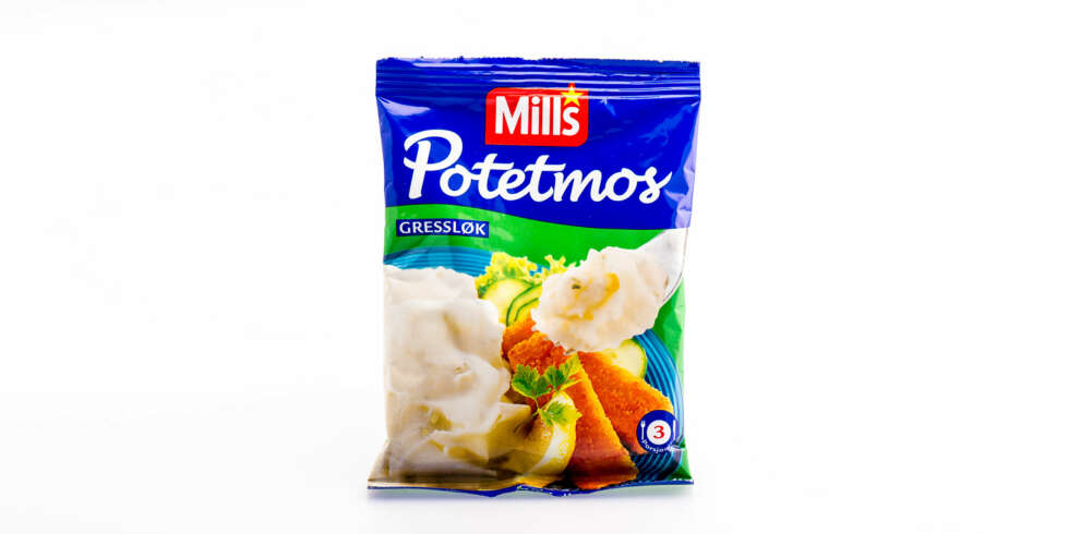 TEST AV POTETMOS: Mills potetmos gressløk. TEST AV POTETMOS: Mills potetmos gressløk.