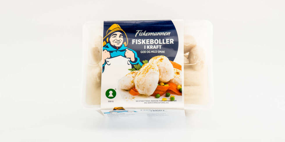 TEST AV FISKEBOLLER: Fiskemannen fiskeboller i kraft. TEST AV FISKEBOLLER: Fiskemannen fiskeboller i kraft.