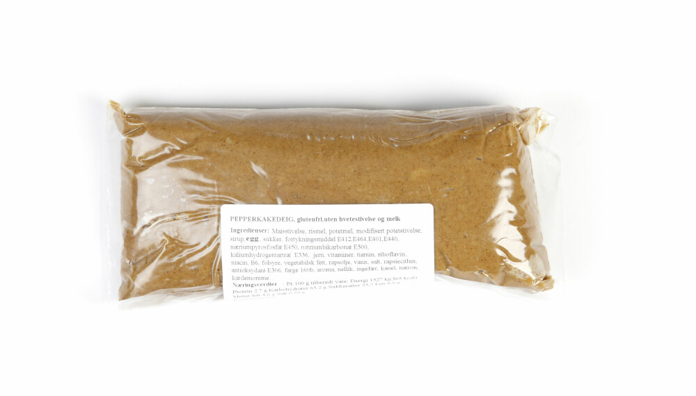 BETO PEPPERKAKEDEIG: Denne deigen innholder ikke gluten eller melk, men har mye mettet fett. BETO PEPPERKAKEDEIG: Denne deigen innholder ikke gluten eller melk, men har mye mettet fett.