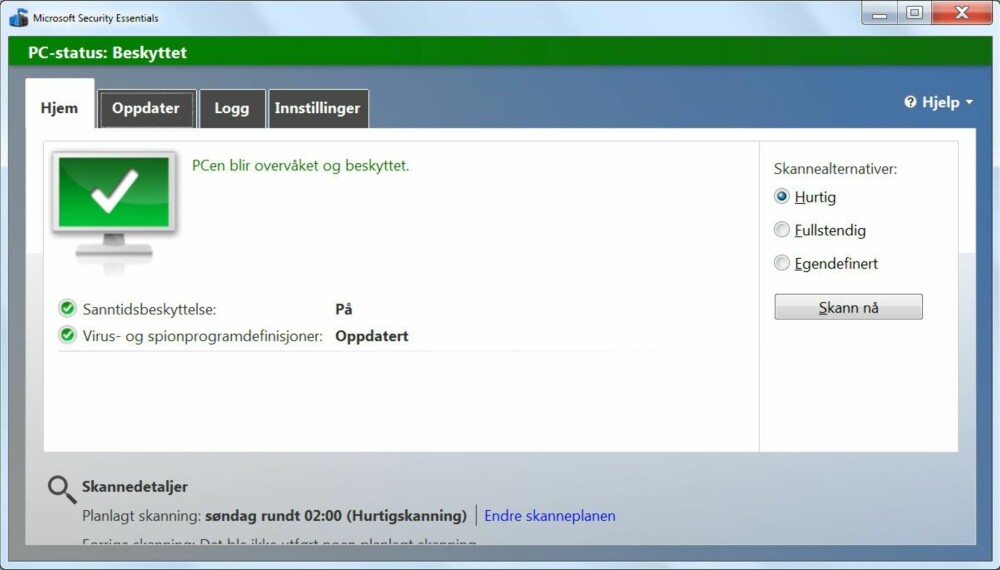 BRUKERVENNLIG: Microsoft Security Essentials er et godt alternativ i kombinasjon med herdProtect. Alene finner det litt få virus. BRUKERVENNLIG: Microsoft Security Essentials er et godt alternativ i kombinasjon med herdProtect. Alene finner det litt få virus.