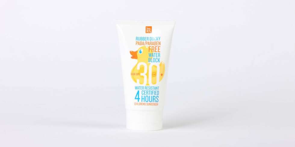 TEST AV SOLKREM FOR BARN: Rubber Ducky, childrens sunscreen. TEST AV SOLKREM FOR BARN: Rubber Ducky, childrens sunscreen.