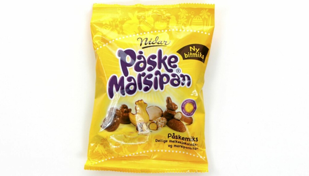 TEST: DinKost.no har sjekket næringsinnholdet i 25 gule og lilla poser med påskesnadder. TEST: DinKost.no har sjekket næringsinnholdet i 25 gule og lilla poser med påskesnadder.