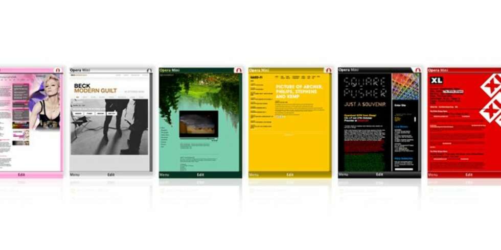 MINI: En samling nettsider vist med nettleseren Opera Mini. MINI: En samling nettsider vist med nettleseren Opera Mini.
