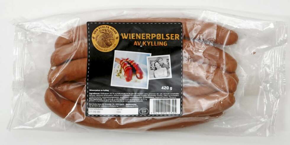 Den stolte hane, wienerpølser av kylling Den stolte hane, wienerpølser av kylling