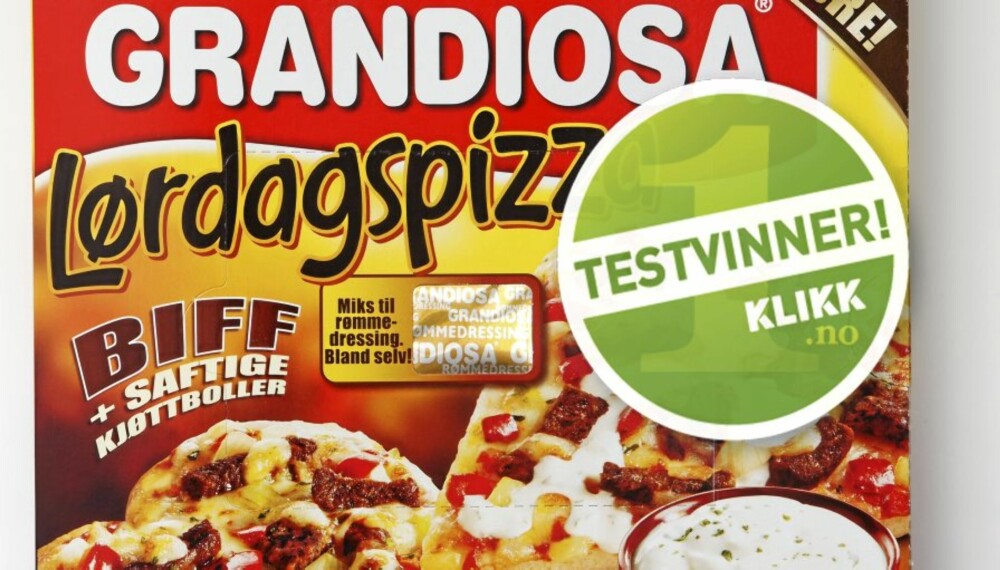 TESTVINNER: Grandiosa Lørdagspizza. TESTVINNER: Grandiosa Lørdagspizza.