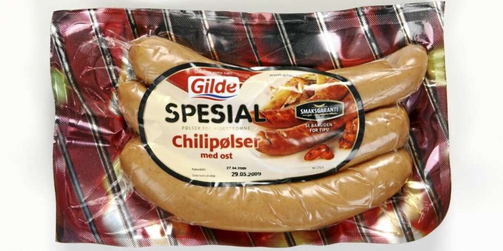 IKKE MYE SKRYT: Gilde Spesial Chilipølser med ost. IKKE MYE SKRYT: Gilde Spesial Chilipølser med ost.