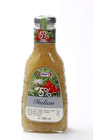 MAKS FEM PROSENT FETT: Italiensk dressing fra Kraft. MAKS FEM PROSENT FETT: Italiensk dressing fra Kraft.