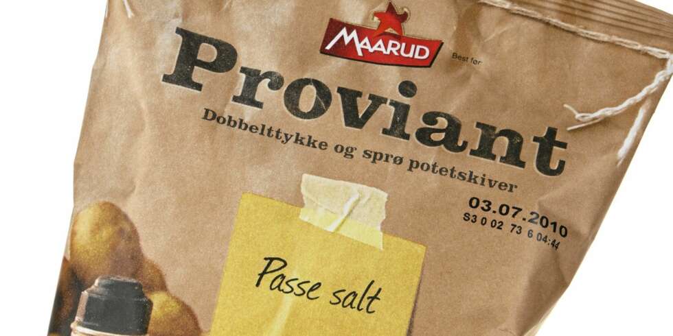 POTET: Maarud Proviant Passe salt er en chips med tykke skiver og som smaker mye potet. POTET: Maarud Proviant Passe salt er en chips med tykke skiver og som smaker mye potet.
