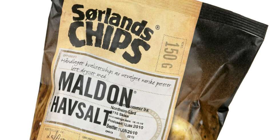 GOD SPRØHET: Sørlandschips Maldon Havsalt er en chips med god sprøhet og passe salt i smaken. GOD SPRØHET: Sørlandschips Maldon Havsalt er en chips med god sprøhet og passe salt i smaken.