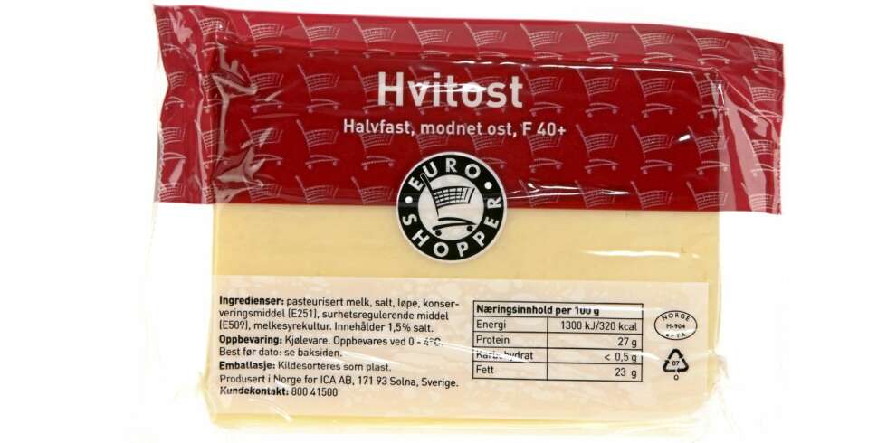 LITE INFORMASJON: Euroshopper Hvitost er billig, men innholdsfortegnelsen er veldig sparsommelig. LITE INFORMASJON: Euroshopper Hvitost er billig, men innholdsfortegnelsen er veldig sparsommelig.