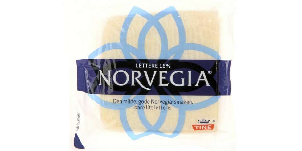 DELER ANDREPLASSEN: Tine Lettere Norvegia må dele andreplassen i denne testen med Tine lettere Jarlsberg. DELER ANDREPLASSEN: Tine Lettere Norvegia må dele andreplassen i denne testen med Tine lettere Jarlsberg.