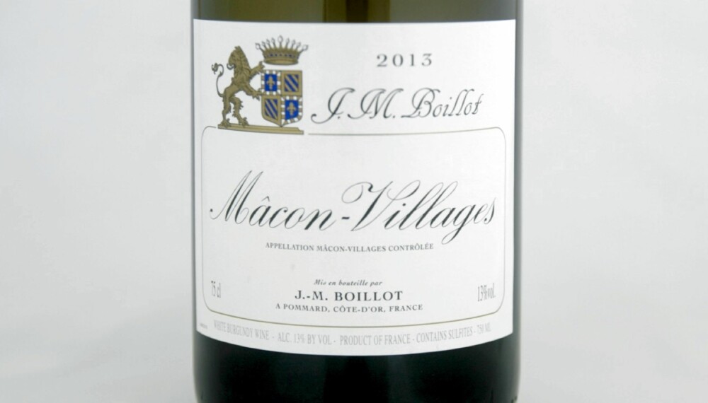 VIN TIL SOPP: J-M Boillot Mâcon-Villages 2013. VIN TIL SOPP: J-M Boillot Mâcon-Villages 2013.