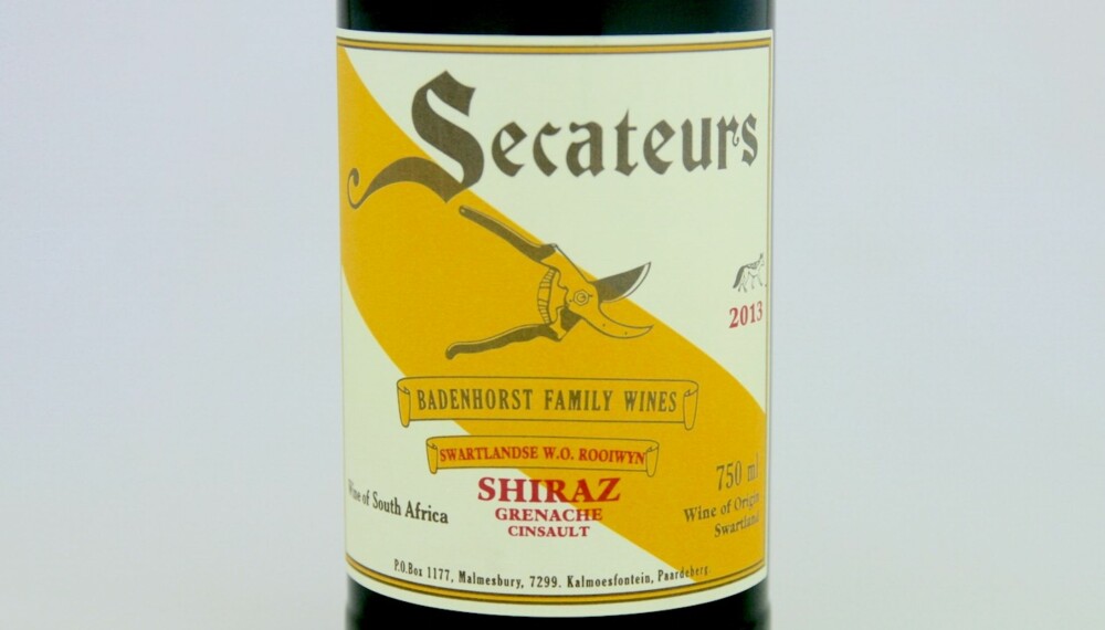 GODT KJØP: Badenhorst Secateurs Shiraz Grenache Cinsault 2013. GODT KJØP: Badenhorst Secateurs Shiraz Grenache Cinsault 2013.