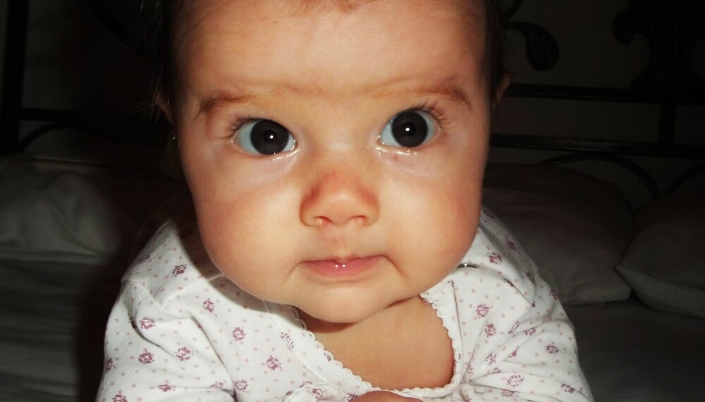 Da bildet ble tatt var Samantha 3 md. gammel Da bildet ble tatt var Samantha 3 md. gammel