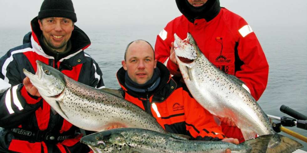 DAGENS FANGST: En fornøyd gjeng med dagens fangst på til sammen 20 kilo. DAGENS FANGST: En fornøyd gjeng med dagens fangst på til sammen 20 kilo.