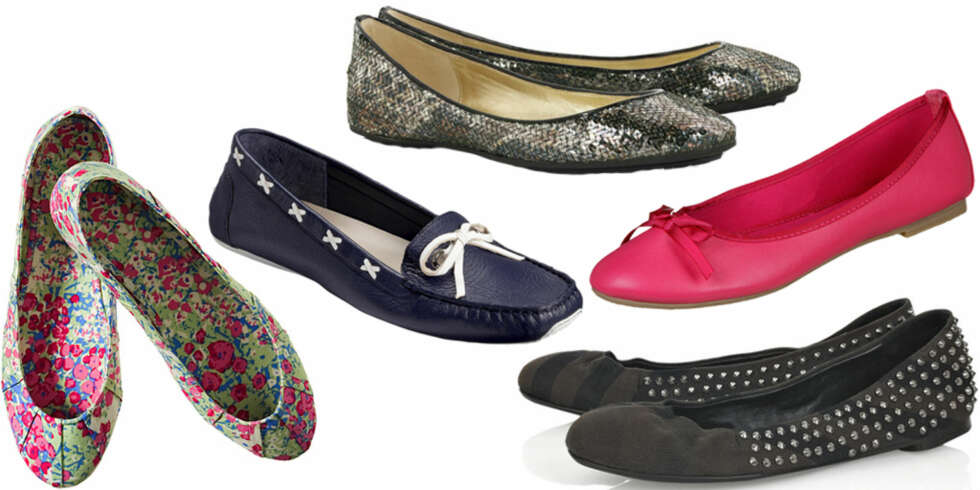 FRA VENSTRE: Blomstrete fra H&M (kr 129), marineblå fra Esprit (kr 699), metallfarget fra Jimmy Choo (kr 2230), rosa fra Skopunkten (kr 149), svarte og brune fra Burberry Prorsum (kr 2230) FRA VENSTRE: Blomstrete fra H&M (kr 129), marineblå fra Esprit (kr 699), metallfarget fra Jimmy Choo (kr 2230), rosa fra Skopunkten (kr 149), svarte og brune fra Burberry Prorsum (kr 2230)