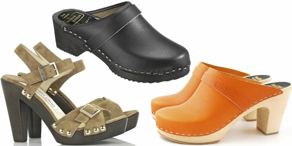 FRA VENSTRE: Jimmy Choo (kr 2488), Moheda/Ellos (kr 249), Swedish Hasbeen (kr 1498). FRA VENSTRE: Jimmy Choo (kr 2488), Moheda/Ellos (kr 249), Swedish Hasbeen (kr 1498).