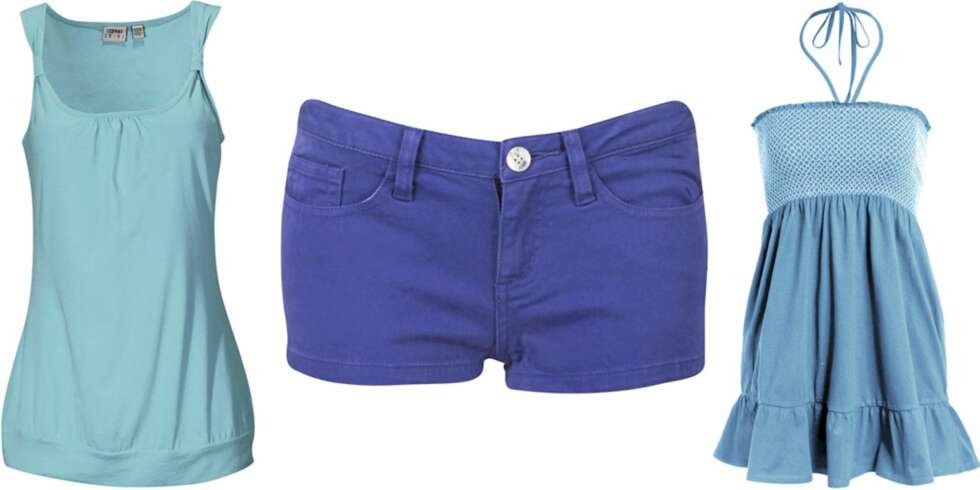 FRA VENSTRE: Topp fra Esprit (kr 149), shorts fra Bik Bok (kr 149), topp fra Sara Kelly (kr 149). FRA VENSTRE: Topp fra Esprit (kr 149), shorts fra Bik Bok (kr 149), topp fra Sara Kelly (kr 149).