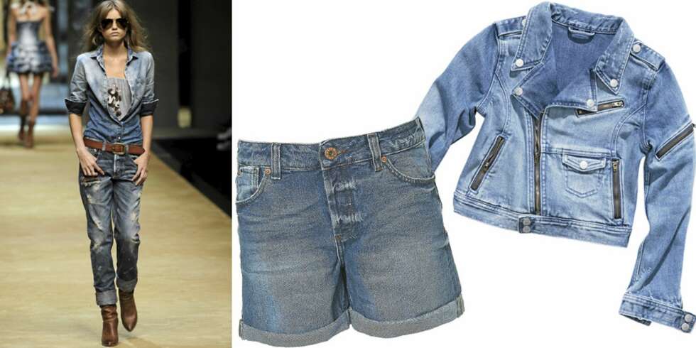 FRA VENSTRE: Catwalken til D&G, shorts fra Topshop (kr 279), jakke fra H&M (kr 179). FRA VENSTRE: Catwalken til D&G, shorts fra Topshop (kr 279), jakke fra H&M (kr 179).