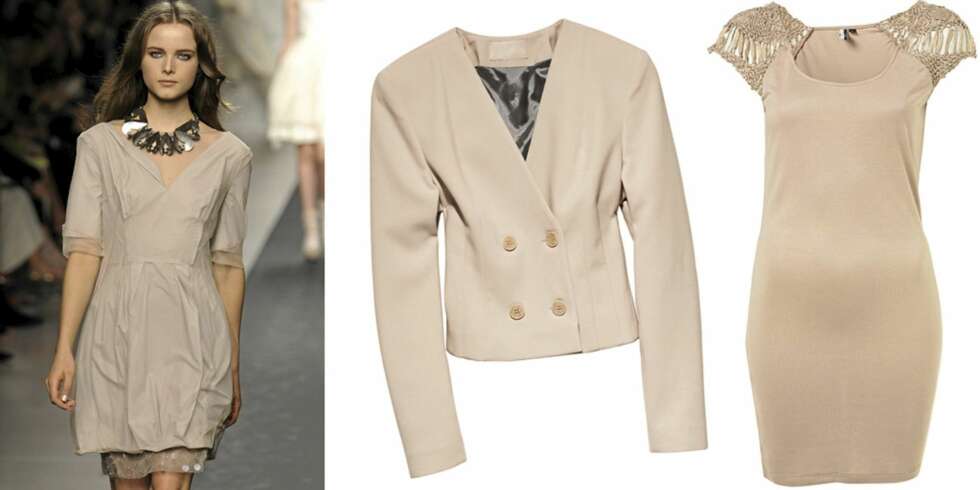 FRA VENSTRE: Catwalken til Sportmax, blazer fra H&M (kr 499), kjole fra Topshop (kr 419). FRA VENSTRE: Catwalken til Sportmax, blazer fra H&M (kr 499), kjole fra Topshop (kr 419).