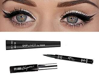 SKARPE LINJER: Med en flytende eyeliner kan du skape en mer dramatisk effekt. Dipliner fra HM (39,50), eyeliner i tusjform fra NYX (kr 95), Mineral eyeliner fra Moyana Corigan (kr 185). SKARPE LINJER: Med en flytende eyeliner kan du skape en mer dramatisk effekt. Dipliner fra HM (39,50), eyeliner i tusjform fra NYX (kr 95), Mineral eyeliner fra Moyana Corigan (kr 185).