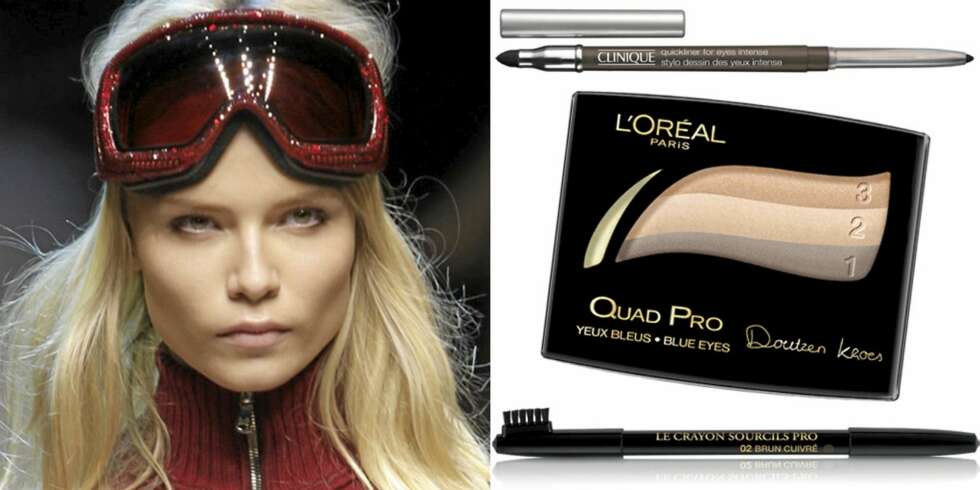 BRUNE ØYNE: På catwalken til DogG, Clinique Quickliner for Eyes Intense (kr 145), L'Oréal Star Secret Quad Pro Doutzen Kroes (kr 144), Lancôme Le Crayon Sourcils Pro nr. 02 brun (kr165). BRUNE ØYNE: På catwalken til DogG, Clinique Quickliner for Eyes Intense (kr 145), L'Oréal Star Secret Quad Pro Doutzen Kroes (kr 144), Lancôme Le Crayon Sourcils Pro nr. 02 brun (kr165).