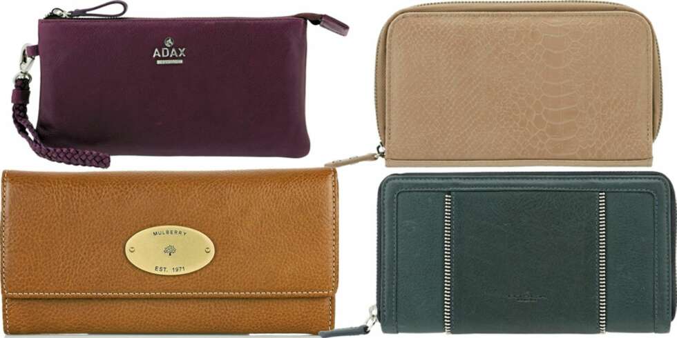 FRA VENSTRE: Lysebrun fra Mulberry (kr 1900), lilla fra Adax (kr 699), beige fra Gina Tricot (kr 99), sjøgrønn fra Tosca Blu (kr 699). FRA VENSTRE: Lysebrun fra Mulberry (kr 1900), lilla fra Adax (kr 699), beige fra Gina Tricot (kr 99), sjøgrønn fra Tosca Blu (kr 699).