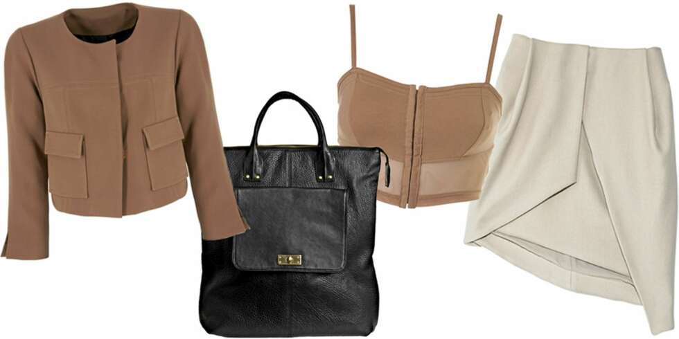 FRA VENSTRE: Jakke fra next (kr 469), veske fra Malene Birger (kr 2999), korsettopp fra Topshop (kr 150), skjørt fra Preen (kr 7600). FRA VENSTRE: Jakke fra next (kr 469), veske fra Malene Birger (kr 2999), korsettopp fra Topshop (kr 150), skjørt fra Preen (kr 7600).