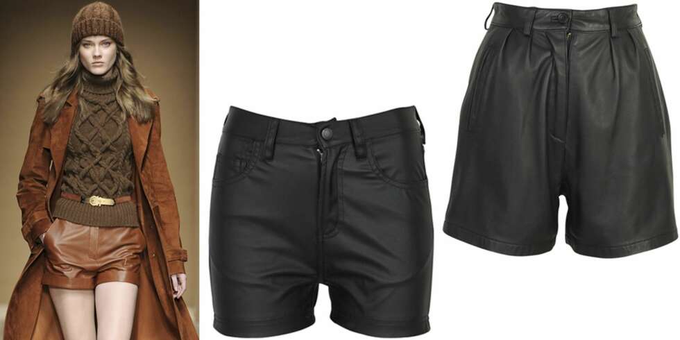 SKINNSHORTS: På catwalken til Salvatore Ferragamo, skinnshorts fra Bik Bok (kr 249) og Cubus (kr 299). SKINNSHORTS: På catwalken til Salvatore Ferragamo, skinnshorts fra Bik Bok (kr 249) og Cubus (kr 299).