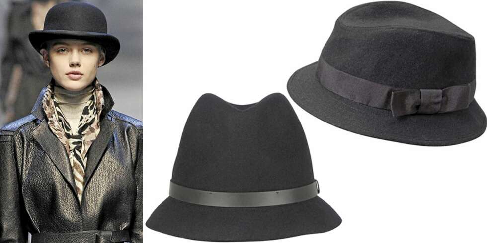 HATT: På catwalken til Hermès, herrehatt fra Lacoste (kr 999) og Gina Tricot (kr 99). HATT: På catwalken til Hermès, herrehatt fra Lacoste (kr 999) og Gina Tricot (kr 99).