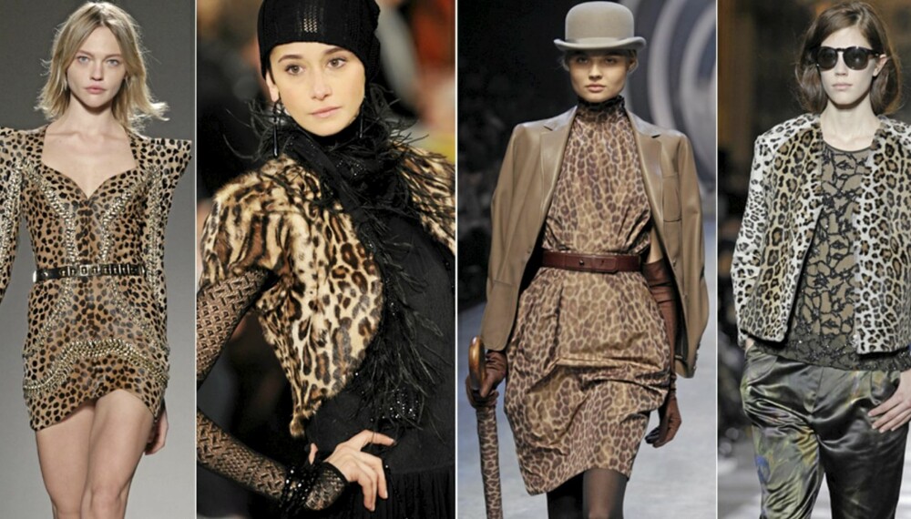 PÅ CATWALKEN: Balmain, Ralph Lauren, Hermès og Dries Van Noten har alle brukt leopardmønsteret denne sesongen. PÅ CATWALKEN: Balmain, Ralph Lauren, Hermès og Dries Van Noten har alle brukt leopardmønsteret denne sesongen.