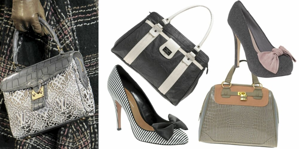 FRA VENSTRE: Louis Vuitton,veske fra Oasis (kr 326), pumps fra KG By Kurt Geiger (kr 930), pumps fra Miss KG (kr 698), veske fra Asos (kr 205). FRA VENSTRE: Louis Vuitton,veske fra Oasis (kr 326), pumps fra KG By Kurt Geiger (kr 930), pumps fra Miss KG (kr 698), veske fra Asos (kr 205).