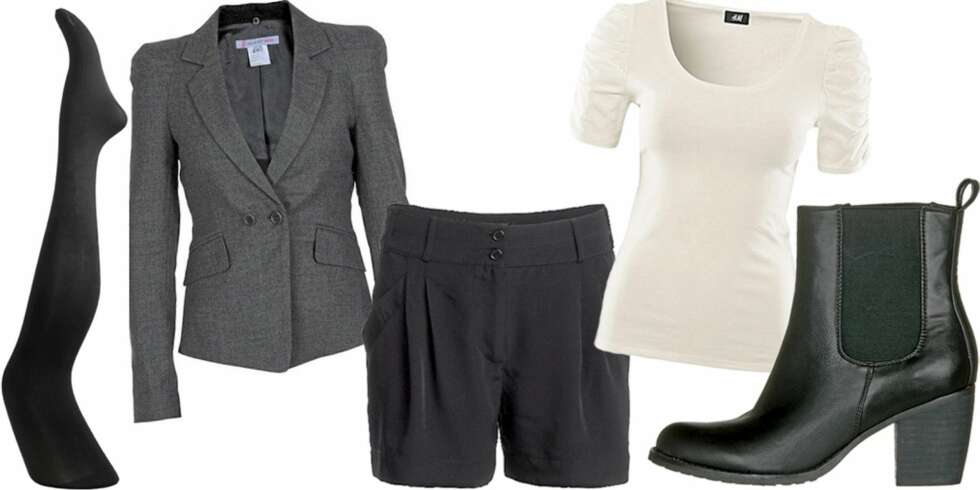 FREDAG: Klar for date med shorts, hvit t-skjorte, blazer og ankelstøvletter. FREDAG: Klar for date med shorts, hvit t-skjorte, blazer og ankelstøvletter.
