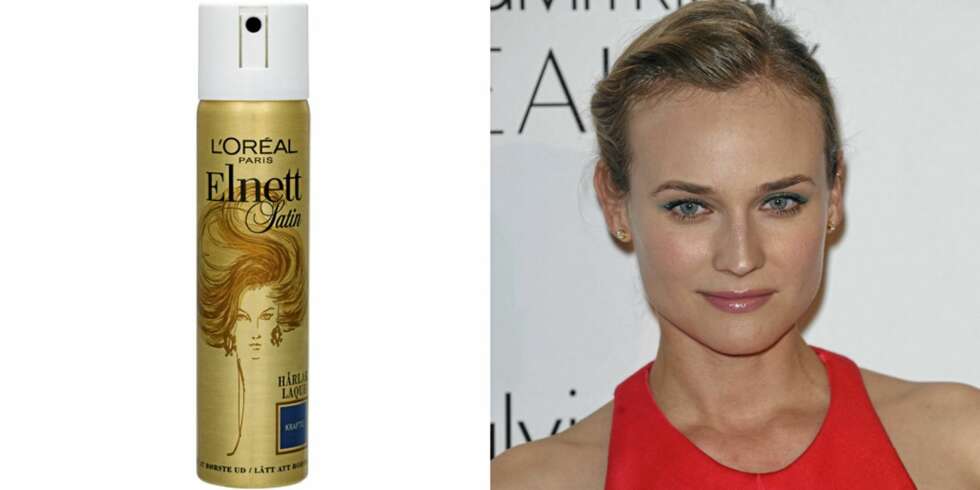 DIANE KRÜGER: Sverger til hårsprayen Elnett. L'Oréal Elnett Satin Hair Spray (kr 79). DIANE KRÜGER: Sverger til hårsprayen Elnett. L'Oréal Elnett Satin Hair Spray (kr 79).