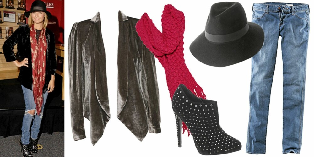 FRA VEBNSTRE: Blazer fra Dagmar (kr 3595), skjerf fra Barts (kr 449), hatt fra Asos (kr 206), sko fra Miss KG (kr 1122), bukse fra H&M (kr 99). FRA VEBNSTRE: Blazer fra Dagmar (kr 3595), skjerf fra Barts (kr 449), hatt fra Asos (kr 206), sko fra Miss KG (kr 1122), bukse fra H&M (kr 99).