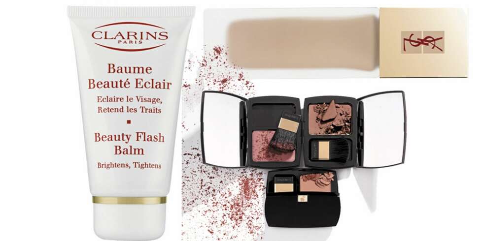 FRA VENSTRE: Clarins Beauty Flash Balm (kr 330), YSL Teint Radiance (kr 385), Lancôme Blush Subtil (kr 350) FRA VENSTRE: Clarins Beauty Flash Balm (kr 330), YSL Teint Radiance (kr 385), Lancôme Blush Subtil (kr 350)