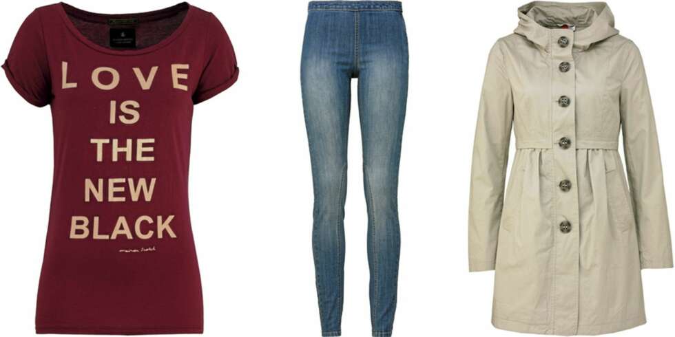 FRA VENSTRE: T-skjorte fra Maison Scotch (kr 389), jeans med glidelås i siden fra HM (kr 99), Kåpe fra H&M (kr 399). FRA VENSTRE: T-skjorte fra Maison Scotch (kr 389), jeans med glidelås i siden fra HM (kr 99), Kåpe fra H&M (kr 399).