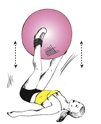 LIGGENDE BEINLØFT: Bruk fitnessball. LIGGENDE BEINLØFT: Bruk fitnessball.