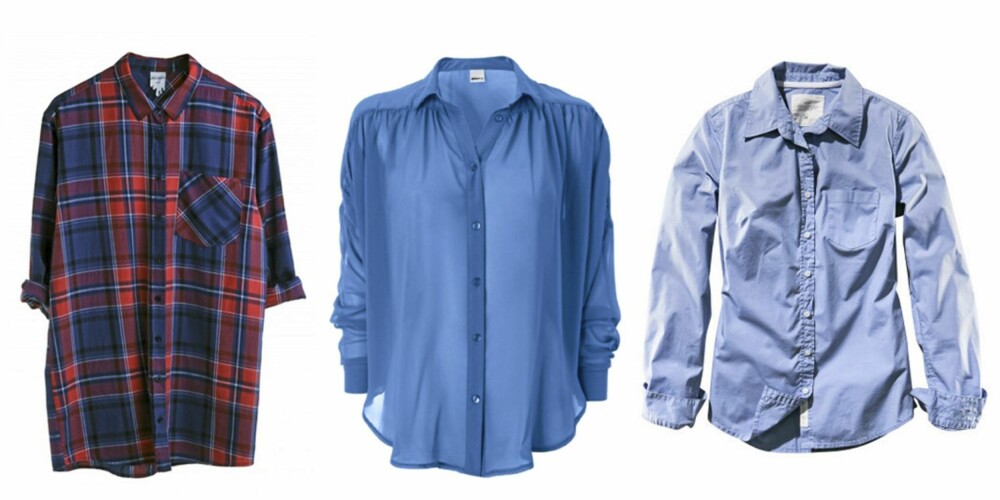 FRA VENSTRE: Skjorte fra Monki (kr 300), skjorte fra Gina Tricot (kr 249) og skjorte fra H&M ( kr 199). FRA VENSTRE: Skjorte fra Monki (kr 300), skjorte fra Gina Tricot (kr 249) og skjorte fra H&M ( kr 199).