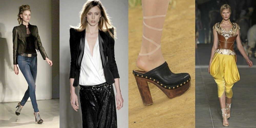 KAST: Jeggings, spisse skuldre, clogs og haremsbukser er trendplagg du kan kvitte deg med. KAST: Jeggings, spisse skuldre, clogs og haremsbukser er trendplagg du kan kvitte deg med.