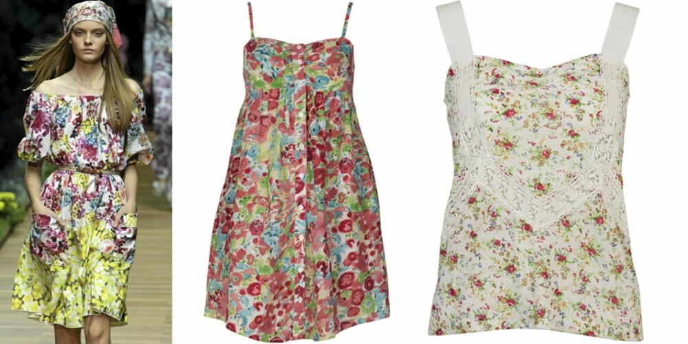 BLOMSTER: På catwalken til D&G, kjole fra Cubus (kr 149), topp fra Bik Bok (kr 199). BLOMSTER: På catwalken til D&G, kjole fra Cubus (kr 149), topp fra Bik Bok (kr 199).