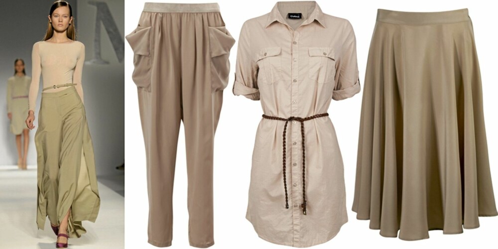 NUDE: På catwalken til Max Mara, bukse fra Gina Tricot (kr 299), skjorte fra Cubus (kr 299), skjørt fra Gina Tricot (kr 349). NUDE: På catwalken til Max Mara, bukse fra Gina Tricot (kr 299), skjorte fra Cubus (kr 299), skjørt fra Gina Tricot (kr 349).