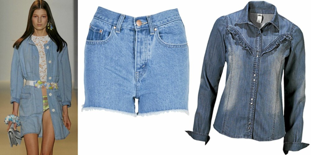 DENIM: På catwalken til Vanessa Bruno, shorts fra Bik Bok (kr 299), skjorte fra Gina Tricot (kr 299). DENIM: På catwalken til Vanessa Bruno, shorts fra Bik Bok (kr 299), skjorte fra Gina Tricot (kr 299).