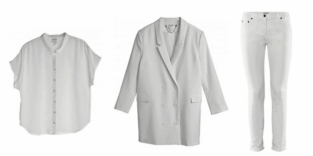 FRA VENSTRE: Topp fra Monki (kr 199), blazer fra Monki (kr 450), bukser fra H&M (kr 199). FRA VENSTRE: Topp fra Monki (kr 199), blazer fra Monki (kr 450), bukser fra H&M (kr 199).