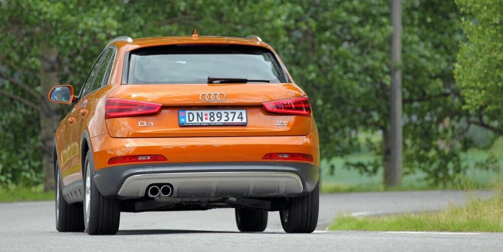 GOD AKSELERASJON: Q3 er blant de raskeste bilene i denne prisklassen. Mazda CX-5 med 2,2-liters dieselmotor er den skarpeste konkurrenten når det kommer til ytelser. GOD AKSELERASJON: Q3 er blant de raskeste bilene i denne prisklassen. Mazda CX-5 med 2,2-liters dieselmotor er den skarpeste konkurrenten når det kommer til ytelser.