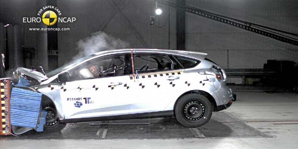 SIKKER: Ford Focus ligger på et godt nivå i sin klasse hva kollisjonssikkerhet angår. Bilen kan utstyres med en hel del topp moderne antikrasj-utstyr til rimelige priser. FOTO: EuroNCAP SIKKER: Ford Focus ligger på et godt nivå i sin klasse hva kollisjonssikkerhet angår. Bilen kan utstyres med en hel del topp moderne antikrasj-utstyr til rimelige priser. FOTO: EuroNCAP
